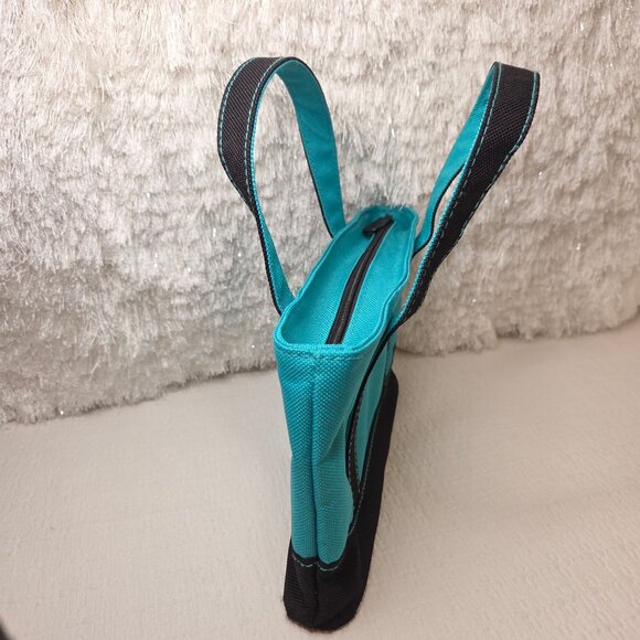 Mini Turquoise Canvas Cosmetic Tote Carry Bag - Picture 3 of 11